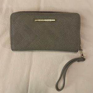 Steve Madden Embossed Logo Gray Wallet/Wristlet/Clutch